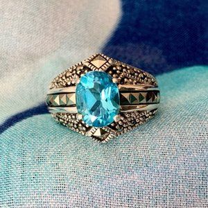 Marcasite and Blue Topaz Ring